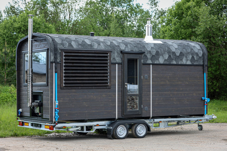 RECHTECKIGE SAUNA 6M + badefass 